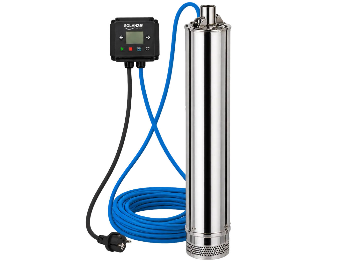 Multi-stage submersible clean-water pumps with built-in control